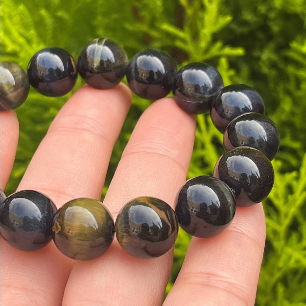 12mm stretchable blue‎ and yellow tiger eye